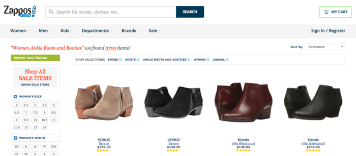 Zappos Screenshot