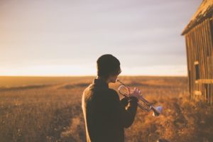 Trumpet Player Outdoors